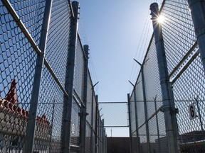 Fences around a prison.