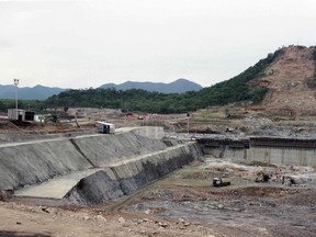 FILE - Construction work takes place, at the site of the Grand Ethiopian Renaissance Dam near Assosa, Ethiopia on June 28, 2013. Egypt, Ethiopia and Sudan resumed their years-long negotiations Sunday Aug. 27, 2023 over the controversial dam Ethiopia is building on the Nile River's main tributary, officials said.