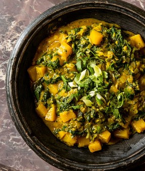 Coconut collard greens with butternut squash
