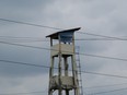 A sign on a watchtower at the Guayaquil prison says "We want Fito back." MUST CREDIT: Photo for The Washington Post by Andres Yepez