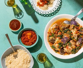 Ginger chicken kedjenou with eggplant and tomato