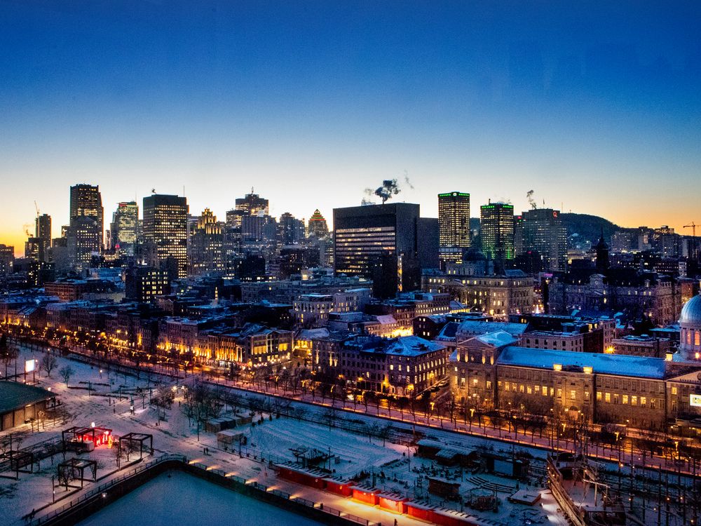 The Montreal skyline as seen from La Grande Roue de Montreal observation wheel.