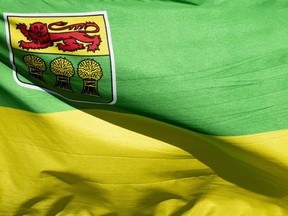 Saskatchewan's provincial flag flies on a flag pole in Ottawa, Monday, July 6, 2020. Saskatchewan's top court has overturned the conviction of a man sent to jail for weapons possession after it found his rights were violated under a federal law that prevents someone from being arrested for drug possession while reporting an overdose.