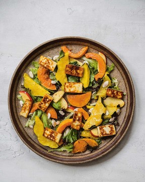 Roasted squash and halloumi salad