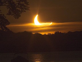 File photo of a 2021 annular solar eclipse. B.C. will see a similar event shortly after sunrise on Saturday.