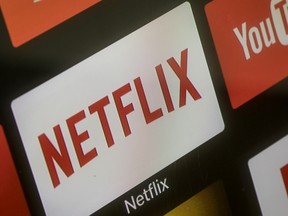 The Netflix App logo is seen on a television screen on March 23, 2018 in Istanbul, Turkey.