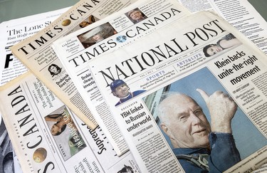 National Post first edition newspaper and mock-up versions.
