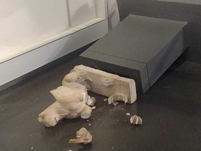 Toppled statue at Israel museum