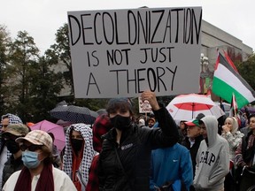 "Decolonization is not just a theory" sign