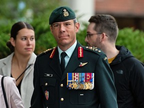 Maj.-Gen. Dany Fortin outside at a Gatineau, Que. courthouse during his sexual assault trial, September 20, 2022.