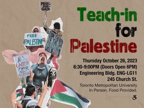 Teach-in for Palestine poster