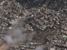 Satellite image of Gaza hospital blast