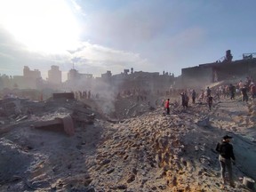 Airstrike damage at Jabaliya refugee camp.
