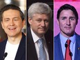 Pierre Poilievre, Stephen Harper and Justin Trudeau