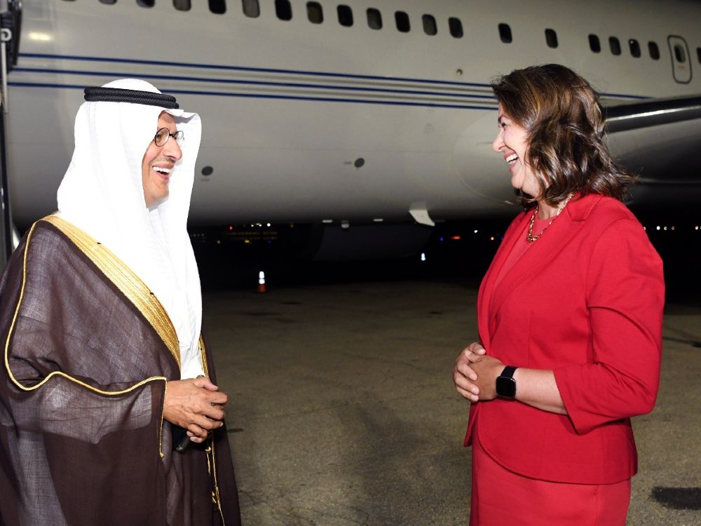  Saudi Arabia Energy Minister Abdulaziz bin Salman Al Saud and Alberta Premier Danielle Smith at the World Petroleum Congress in Calgary last month.