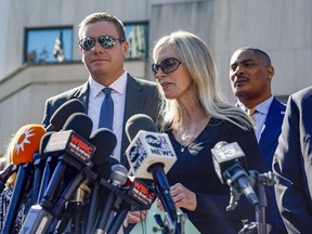 Beth Holloway speaks to media after the appearance of Joran van der Sloot outside the Hugo L. Black Federal Courthouse Wednesday, Oct. 18, 2023, in Birmingham, Ala. Van der Sloot, the chief suspect in Natalee Holloway's 2005 disappearance in Aruba admitted he killed her and disposed of her remains, and has agreed to plead guilty to charges he tried to extort money from the teen's mother years later, a U.S. judge said Wednesday.