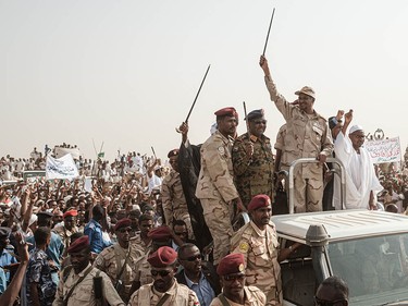 Ari Ben-Menashe says only Gen. Mohamed Hamdan Daglo — standing, third from left — could have ousted Omar al-Bashir in Sudan.