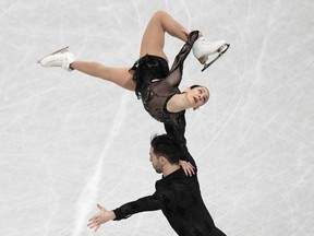 Deanna Stellato-Dudek and Maxime Deschamps of Canada perform during the pairs' short program in the World Figure Skating Championships in Saitama, north of Tokyo, Wednesday, March 22, 2023. Getting to know your skating partner can be a difficult and time consuming process, say the Canadian skating pair, and doing so involves lots of trust and care.THE CANADIAN PRESS/AP-Hiro Komae