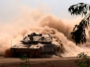 An Israeli Merkava battle tank