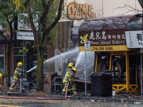 A large fire broke out Sunday night on West 41st Avenue near East Blvd. in Vancouver's Kerrisdale neighbourhood.