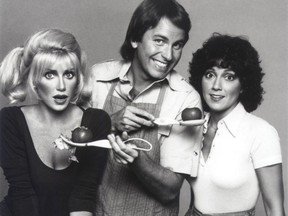 Suzanne Somers with the Three's Company cast