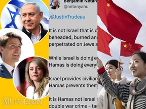 Montage including Justin Trudeau and Benjamin Netanyahu.