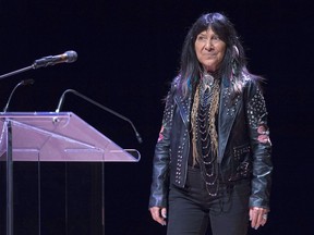 A group of Indigenous women says the International Emmy Award for a documentary about folk legend Buffy Sainte-Marie feels like a "slap in the face." Sainte-Marie talks about diversity and inclusion at the Belong Forums, in Halifax, Tuesday, April 17, 2018.