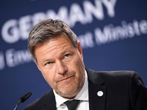 German Minister of Economics and Climate Protection Robert Habeck attends the final press conference of the G7 Climate, Energy and Environment Ministers Meeting in Berlin on May 27, 2022.
