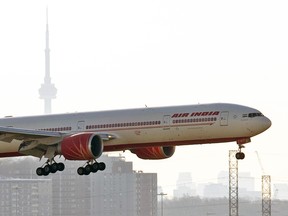 An Air India plane lands in Toronto