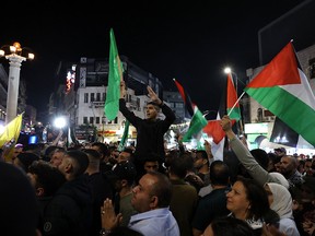 West Bank Palestinians rally for the Gaza Strip.
