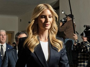 Ivanka Trump leaves a courthouse in New York City.