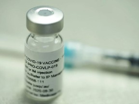 A vial of a COVID-19 vaccine.
