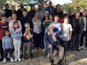 Moshe Ridler with many of his family members.