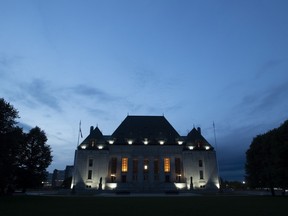 The Supreme Court of Canada is seen at sunset in Ottawa, Tuesday Sept. 1, 2020.
