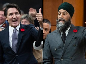 Justin Trudeau and Jagmeet Singh in the House of Commons.