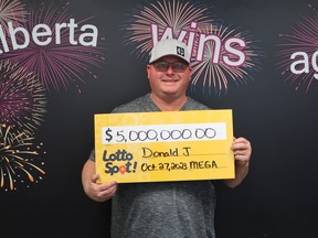 Edmonto's Donald Johannesson won a $5-million jackpot on a $50 MEGA instant ticket he purchased in Fort McMurray.
