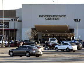 Police investigate a shooting at the Independence Center mall in Independence, Mo., Friday, Nov. 10, 2023.