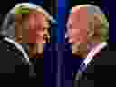 Former U.S. president Donald Trump, left, and current President Joe Biden. 
