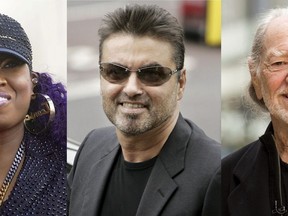 This combination of photos shows Missy Elliott, from left, George Michael and Willie Nelson, who will be inducted into the Rock & Roll Hall of Fame on Friday. (AP Photo)