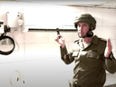 A screenshot shows Israeli Rear Adm. Daniel Hagari in front of an air conditioning unit in one of the rooms off the main tunnel under Shifa hospital.