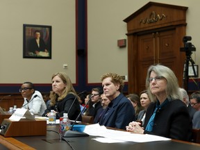 Dr. Claudine Gay, President of Harvard University, Liz Magill, President of University of Pennsylvania, Dr. Pamela Nadell, Professor of History and Jewish Studies at American University, and Dr. Sally Kornbluth, President of Massachusetts Institute of Technology, testify before the House Education and Workforce Committee on Dec. 5, 2023 in Washington, D.C.