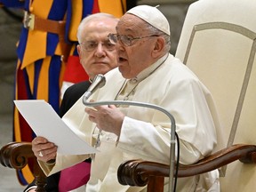 Pope Francis is seen here during his weekly general audience at the Vatican on Wednesday.