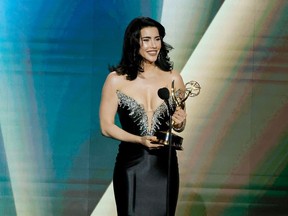 LOS ANGELES, CALIFORNIA - DECEMBER 15: Jacqueline MacInnes Wood accepts the award for "Outstanding Lead Performance In A Daytime Drama Series: Actress" onstage during the 50th Daytime Emmy Awards at The Westin Bonaventure Hotel & Suites, Los Angeles on December 15, 2023 in Los Angeles, California.