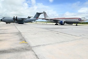 The end result of a Canadian CC -150 Polaris that rolled away and collided with a parked French Air Force A400M on July 22, 2023 at Anderson Air Force Base in Guam. The Canadian aircraft will be scrapped.