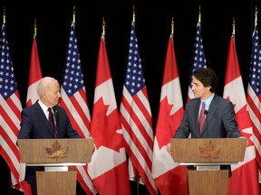 U.S. President Joe Biden, left, and Prime Minister Justin Trudeau.
