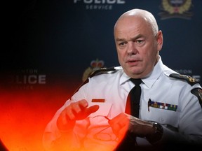 Edmonton Police Service (EPS) Chief Dale McFee speaks to Postmedia during a year end interview, Wednesday Dec. 20, 2023. Photo by David Bloom
