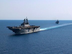 Two U.S. Navy warships in the Red Sea.