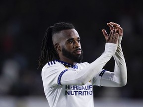 CF Montreal has acquired Canadian defender Raheem Edwards from the Los Angeles Galaxy in return for US$400,000 in general allocation money next year. Edwards greets the crowd following MLS soccer action in Carson, Calif., Saturday, Sept. 30, 2023.