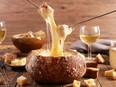 bread bowl with cheese fondue.