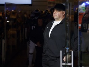 Dom DiSandro, Philadelphia Eagles chief security officer and senior advisor to general manager Howie Roseman, looks on during player introductions prior to an NFL football game against the Dallas Cowboys, Sunday, Dec. 10, 2023, in Arlington, Texas.